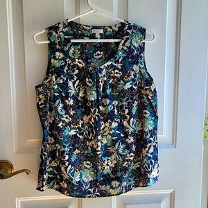 Talbots, Med Petite, small gather around neckline,cotton  navy,aqua,white,yellow